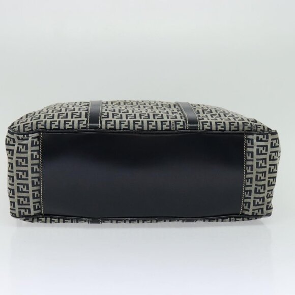 FENDI Zucchino Canvas Hand Bag Navy Silver Auth - Picture 5 of 16